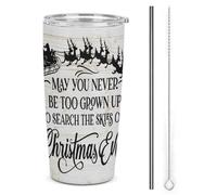 Oudrspo White 8 Rustic May You Never Be Too Grown Up to Search The Skies On Christmas Eve Stainless Steel Coffee Mug,Farmhouse Christmas Santa Artwork Decor,Home Office Decoration 20 Oz