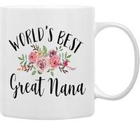 Oudrspo White 9 Great Nana Gifts Coffee Mugs,Nana Gifts,Mothers Day Gifts for Great Nana Coffee Cups Ceramic 11 Oz,World's Best Great Nana Tea Cup Gifts for Grandma Nana Grammy Grandmother