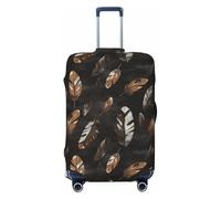 Oudrspo White Brown Feather Travel Luggage Cover Protector Skins Baggage Suitcase Cover Protector Large