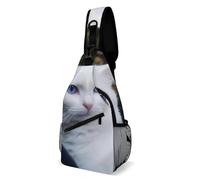 Oudrspo White Cat Sling Bag for Men Women Crossbody Backpack Whisky And Cigar Crossbody Bag Chest Bags for Travel Sport