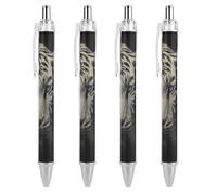 Oudrspo White Tiger Gaze Ballpoint Pen Retractable Writing Smooth Black Ink Ball Point Pens Office Supplies 4 PCS