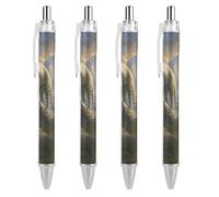 Oudrspo White Tiger & Mountain Ballpoint Pen Retractable Writing Smooth Black Ink Ball Point Pens Office Supplies 4 PCS
