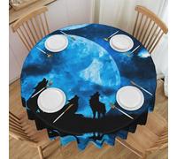 Oudrspo Wolfs Print Round Tablecloth - 60 Inch, Water Resistant Washable Polyester Table Cloth for Buffet Table, Holiday Party, Dinner, Wedding