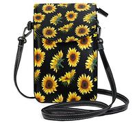 Oudrspo Women Leather Crossbody Bag Yellow Flowers Phone Wallet with Credit Card Slots Small Shoulder Bag