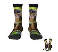 Oudrspo Women Men Warm Breathable Boot Socks cute monkey Calf Socks