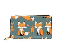 Oudrspo Yellow Fox Women's Long Zipper Wallet, 7.48x4.13 Inches, Comes with Credit Card Slots Inside, Lightweight and Durable.