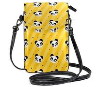 Oudrspo Yellow Polka Dot Panda Crossbody Phone Purse Small Shoulder Bag Cell Phone Pouch Leather Wallet for Women Girls