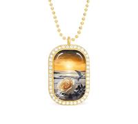 Oudrspo Yellow Roses Birds Ocean Custom Necklace for Women Rectangle Pendant Necklaces Fashion Jewelry Gifts Gold Silver