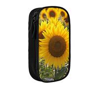 Oudrspo Yellow Sunflower Floral Printed Large Pencil Case, Durable Pencil Pouch, Portable Stationery Bag, Stationery Organizer