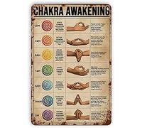 Oudrspo Yoga Knowledge Metal Tin Sign Chakra Awakening Room Decor Metal Wall Decoration Retro Bar Sign Home Kitchen People Cave Living Room Decoration Gift