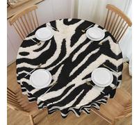 Oudrspo Zebra Animal Print Round Tablecloth - 60 Inch, Water Resistant Washable Polyester Table Cloth for Buffet Table, Holiday Party, Dinner, Wedding