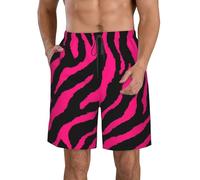 Oudrspo Zebra Tiger Leopard Red Print Men's Beach Shorts Casual Quick Drying Pants Beach Holiday Party Swim Pants