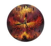 OudrspoPhoenix Wall Clock Fire Burning Rising Phoenix Mystic Bird Silent Non Ticking Round Clock Decorative Battery Operated Wall Clock Red 10 Inch