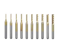 Oudtinx 10Pcs 0.8-3 mm Titanium Coat Carbide End Mill Engraving Bits CNC Rotary Burrs Set Tool PCB Mould