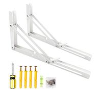 Oudtinx 2PCS Folding Shelf Brackets,Heavy Duty Triangle Shelf Bracket for Bench Table,Wall Mounted Standing Shelf Brackets for Saving Place,Multi Size 14" White