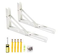 Oudtinx 2PCS Folding Shelf Brackets,Heavy Duty Triangle Shelf Bracket for Bench Table,Wall Mounted Standing Shelf Brackets for Saving Place,Multi Size 10" White