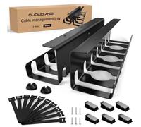 Oududianzi 2PACK Cable Management Under Desk, Cable Management Tray, Under Desk Cable Management Tray, Keep Under Desk Cable Tidy, Cable Racks Under Desk Cable Organizers Fits Most Tables - Black