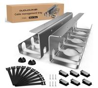 Oududianzi 2PACK Cable Management Under Desk, Cable Management Tray, Sturdy Steel Under Desk Cable Tray, Wire Organiser, Cable Tray Under Desk, Desk Cable Tidy for Office and Home