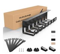 Oududianzi Under Desk Cable Management Black, Cable Management Tray, Sturdy Steel Under Desk Cable Tray, Wire Organiser, Cable Organizer for Office and Home