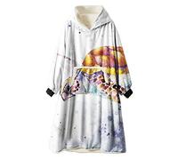 Ouduo Oversized Hoodie Sweatshirt Blanket, 3D Print Super Soft Plush Fluffy Sherpa Hoodie Wearable Giant Hoody Pullover with Warm Front Pocket Fits Adults Men Women (Sea Turtle 2,One Size)