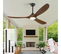 OUENGK 52 Inch Wood Outdoor Ceiling Fan for Patios with Light, Rustic Farmhouse Ceiling Fan with Remote, Large Airflow Reversible DC Motor Fan for Bedroom Kitchen Covered Outside Porch
