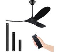 OUENGK Ceiling Fan without LIght, Modern Ceiling Fans with Remote Control, 3 Blade Wood Ceiling Fan for Bedroom LIving Room Kitchen Patios Porch (52 inch Black Ceiling Fan Without Light)