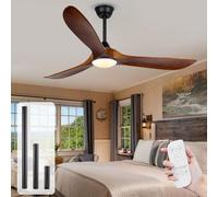 OUENGK Ceiling Fans with Lights and Remote, 52 Inch Modern Ceiling Fan with Dimmable LED Lights, 3 Wood Blades, 6 Speeds Quiet Reversible Ceiling Fan for Bedroom, Living Room, Outdoor Patio, Porch