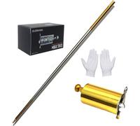 OUERMAMA Golden Silver Magic Cane Metal Appearing Cane with Video Tutorial and Gloves, Pocket Staff Magic Tricks