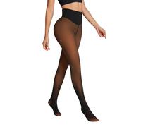 oufali One-Seam Fleece Lined Tights for Women Fake Sheer Thermal Leggings with Tummy Control & Butt Lifting Design, Bronze, M-L