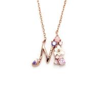 OUFANKADI Initial Necklace for Women, Rose Gold Necklace for Mum, Womens Letter Necklace, Jewellery Friendship Necklace, Personalised Birthday Gift for Mother Daughter Grandmother Sister Auntie (M)