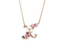 OUFANKADI Initial Necklace for Women, Rose Gold Necklace for Mum, Womens Letter Necklace, Jewellery Friendship Necklace, Personalised Birthday Gift for Mother Daughter Grandmother Sister Auntie (X)