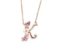 OUFANKADI Initial Necklace for Women, Rose Gold Necklace for Mum, Womens Letter Necklace, Jewellery Friendship Necklace, Personalised Birthday Gift for Mother Daughter Grandmother Sister Auntie (K)