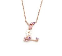 OUFANKADI Initial Necklace for Women, Rose Gold Necklace for Mum, Womens Letter Necklace, Jewellery Friendship Necklace, Personalised Birthday Gift for Mother Daughter Grandmother Sister Auntie (L)