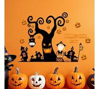 OUFEI Halloween Wall Stickers Pumpkin Tree Decals Floral Wallpaper Peel and Stick Fantasy Flower Butterfly Wall Decals for Halloween Bedroom Living Room Wall Decoration