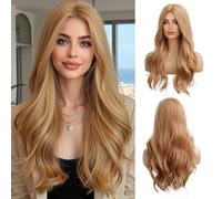 OUFEI Long Wavy Strawberry Blonde Wigs for Women Natural Synthetic Hair Heat Resistant Wigs for Daily Party Cosplay Wear-24 Inches