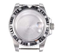 OUFEIJIA EUR 40mm Counter-Clockwise Rotating Case, 316 Stainless Steel with Crystal for NH35A/NH36 Movement 5ATM(Nero)