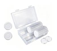 OUFEIJIA EUR 50 Pack 41mm Adjustable Coin Protector Boxes with Inner Pads