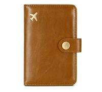 OUFEIJIA EUR Anti-Magnetic Passport Bag Creative Airplane Portable Document Multi-Function Travel Storage Holder Compact Design(Brown)