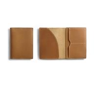 OUFEIJIA EUR Cowhide Passport Holder Retro Handmade Cover Universal Ticket Multi-Function Card Document Bag Storage Compact Design(Camel)