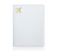 OUFEIJIA EUR Gold Stamping Airplane Thickened PU Leather Travel Passport Cover Storage Document Holder Wallet Compact Design(Wei)