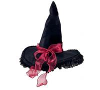 OUFEIJIA EUR Halloween Black Mesh Witch Hat with Bow, Face Covering Veil Cone with Curved Angles, Retro Forest Costume Prop