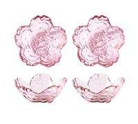 OUFEIJIA EUR Japanese Hammered Glass Mini Saucer Petal Sauce Dish Handmade Izakaya-Style Condiment Plate for Home Restaurants(Rose)