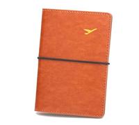 OUFEIJIA EUR Passport Holder Rubber Band Fixed Book Strap Ultra-Thin Ticket Leather Lightweight Travel Document Pouch Compact Design(Brown)