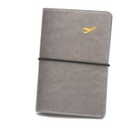 OUFEIJIA EUR Passport Holder Rubber Band Fixed Book Strap Ultra-Thin Ticket Leather Lightweight Travel Document Pouch Compact Design(Gray)