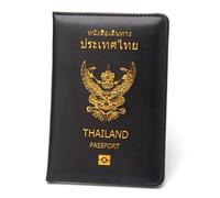 OUFEIJIA EUR Thailand Passport Holder Leather Short Book Protective Shell Case Business ID Card Compact Design(Nero)