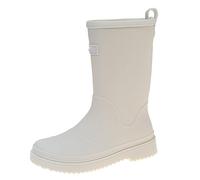 OUFEIJIA EUR Thick Sole Camping Boots Women's Mid-Calf Rain Waterproof Non-Slip Outdoor Wading with Drawstring Closure(BEIGE 1,3)
