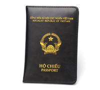 OUFEIJIA EUR Vietnam Passport Holder Leather Short Southeast Asia Travel Book Thin Ticket Cover Compact Design(Nero)