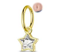 OUFER 14G Gold Belly Bars Hoop Surgical Steel 316L Hinged Segment Dangle Belly Button Piercing Star Navel Piercing Jewellery Body Piercing Jewelry for Women 8 mm