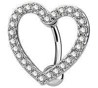 OUFER 14G Reverse Belly Bars Piercings 316L Surgical Steel Heart Belly Button Bar Clear CZ Navel Rings Jewellery for Women