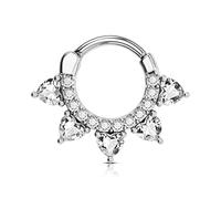 OUFER 16G Daith Earring 316L Surgical Steel Septum Piercing Clear CZ Helix Conch Hoop Septum Ring for Women 8 mm Cartilage Clicker